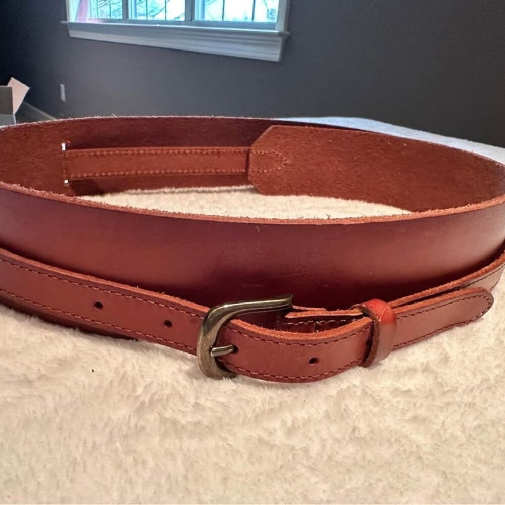 Anthropologie Cognac Brown Leather Double Wrap Belt, Size Small